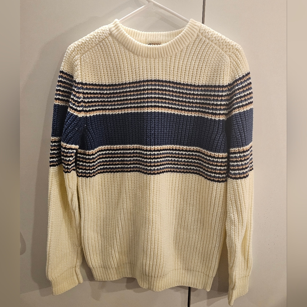 Silton California Mens Medium Cream Striped Vintage Sweater